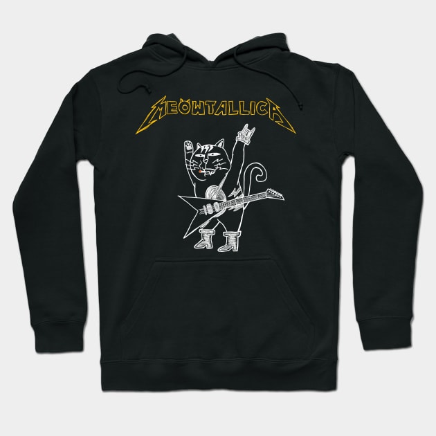 Meowtallica bandshirt cartoon Hoodie by Luwa Apparel